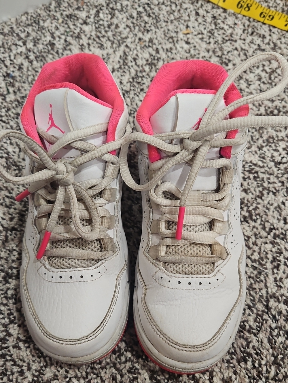 Jordan Kids White Sneakers with Pink Accents